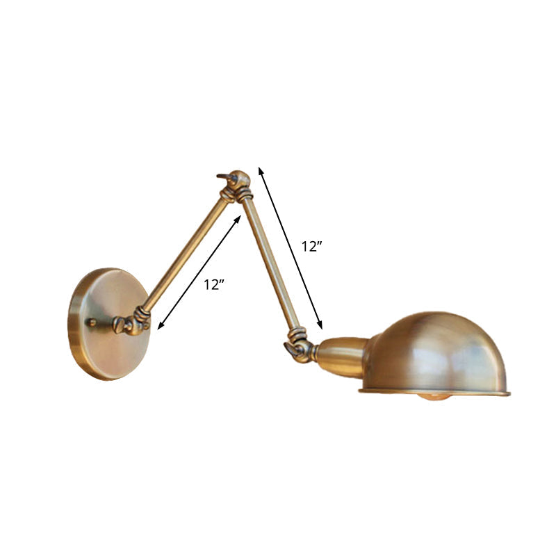 Avtoit | Retro Dome Wall Lamp 1 Bulb Metal Wall Lighting with Swingarm in Brass/Chrome for Bathroom