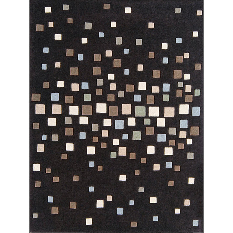 Avtoit | Black Bedroom Rug New Plaid Pattern Rug Polyester Non-Slip Backing Pet-Friendly Rug