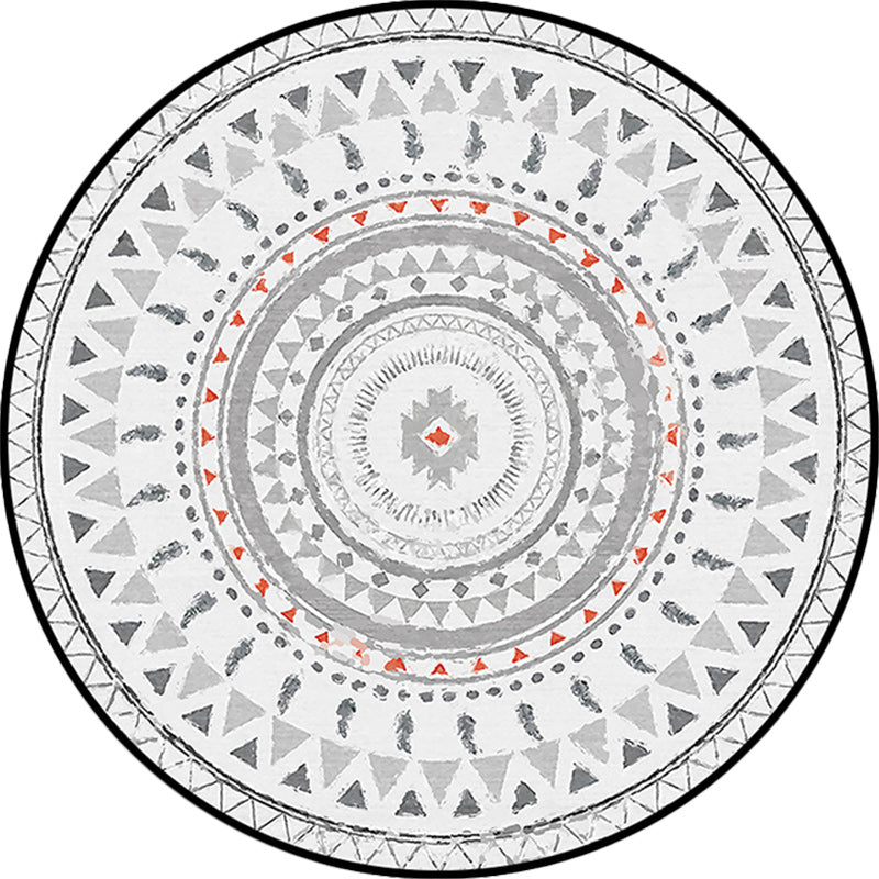 Avtoit | Gray Bedroom Rug Southwestern Circle Triangle Pattern Area Rug Polyester Pet-Friendly Rug