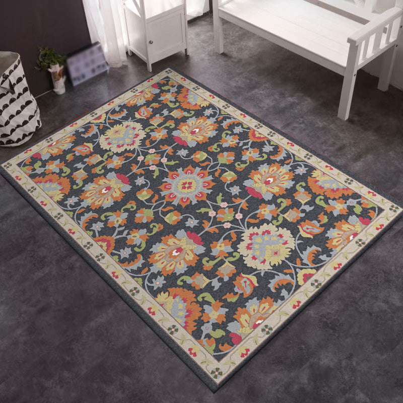 Avtoit | Persian Moroccan rug in ivory and gray flower petal motif pattern rug polyester washable rug for home decor