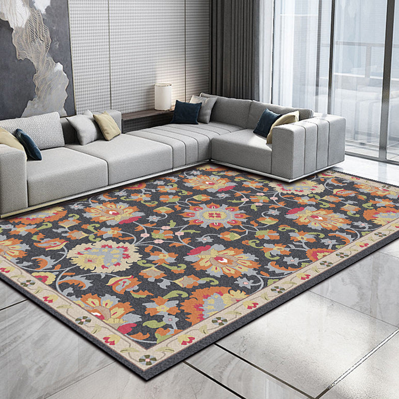 Avtoit | Persian Moroccan rug in ivory and gray flower petal motif pattern rug polyester washable rug for home decor