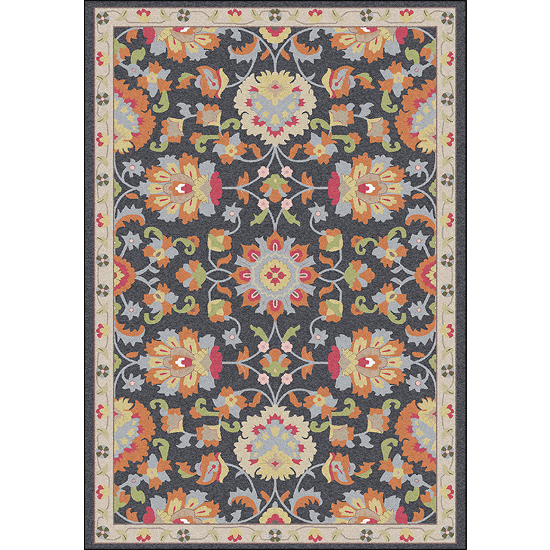 Avtoit | Persian Moroccan rug in ivory and gray flower petal motif pattern rug polyester washable rug for home decor