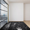 Avtoit | Industrial Abstract Rug Black Polyester Rug Machine Washable Non-Slip Backing Rug for Bedroom
