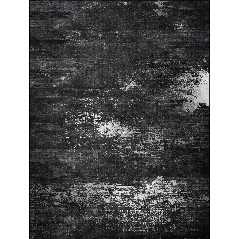 Avtoit | Industrial Abstract Rug Black Polyester Rug Machine Washable Non-Slip Backing Rug for Bedroom