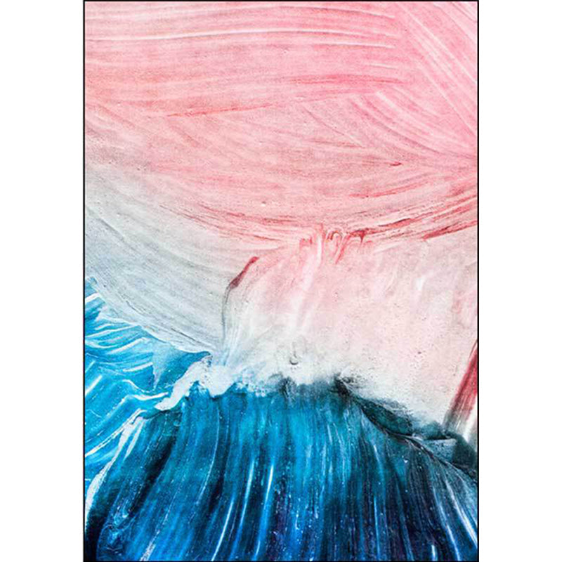 Avtoit | Modern Living Room Rug in Pink and Blue Abstract Color Block Print Rug Polyester Washable Non-Slip Rug