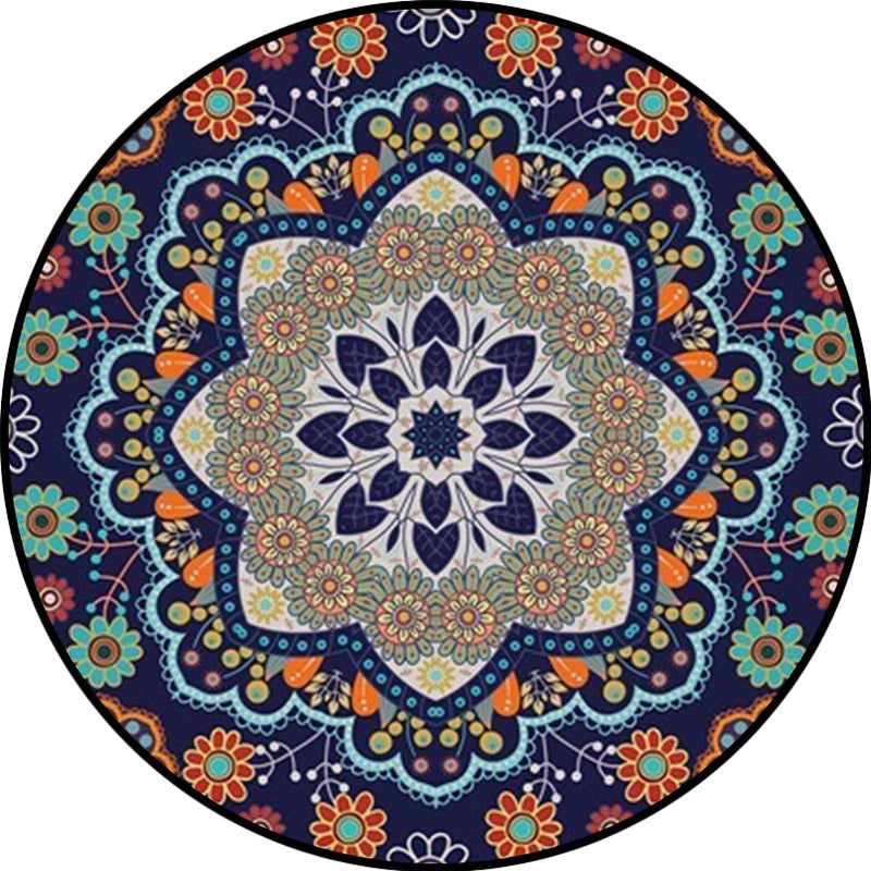 Avtoit | Mediterranean Moroccan rug in blue floral pattern rug Polyester pet-friendly rug for home decoration
