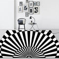 Avtoit | Novelty Living Room Rug in Black and White 3D Half Circle Stripe Print Rug Polyester Pet Friendly Washable Area Rug