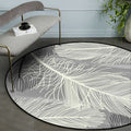 Avtoit | Gray and Black Tropical Carpet Mainly Polyester Feather Print Carpet Washable Non-Slip Back Carpet for Living Room