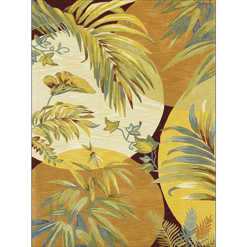 Avtoit | Orange Modern Area Rug Polyester Botanical Pattern Rug Washable Non-Slip Backing Carpet for Living Room