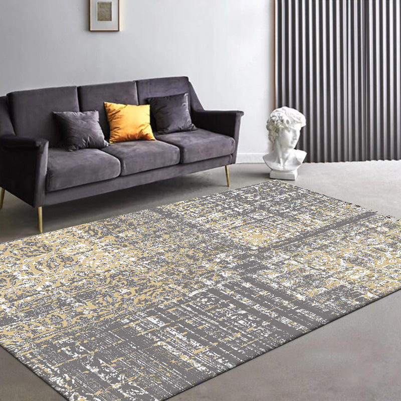 Avtoit | Funky Abstract Carpet Gray Industrial Carpet Polyester Washable Non-Slip Underlay Carpet for Living Room