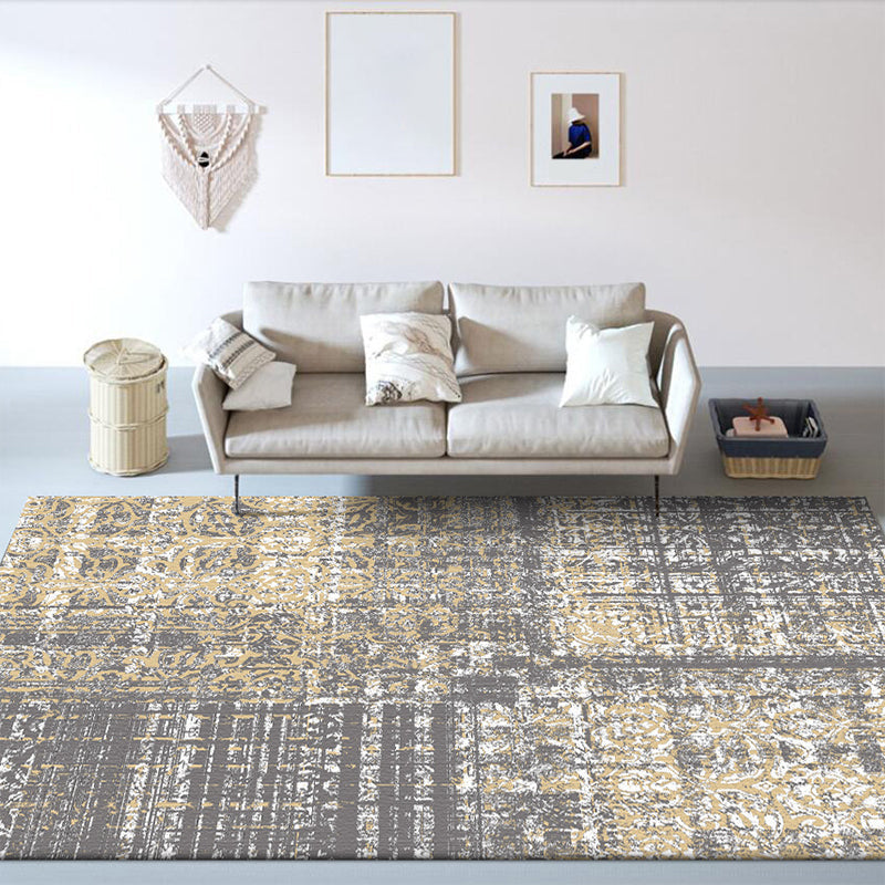 Avtoit | Funky Abstract Carpet Gray Industrial Carpet Polyester Washable Non-Slip Underlay Carpet for Living Room