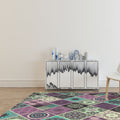 Avtoit | Purple Bedroom Rug Moroccan Flower Diamond Pattern Area Rug Polyester Non-Slip Back Machine Washable Rug