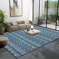 Avtoit | American Southwestern rug in blue stripes, Greek key, wave pattern, rug, polyester, washable rug for home decor