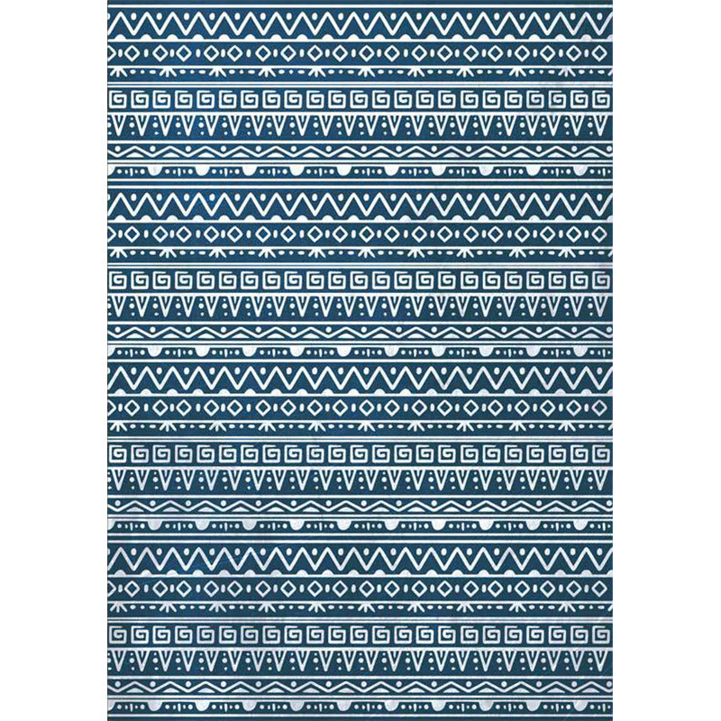 Avtoit | American Southwestern rug in blue stripes, Greek key, wave pattern, rug, polyester, washable rug for home decor