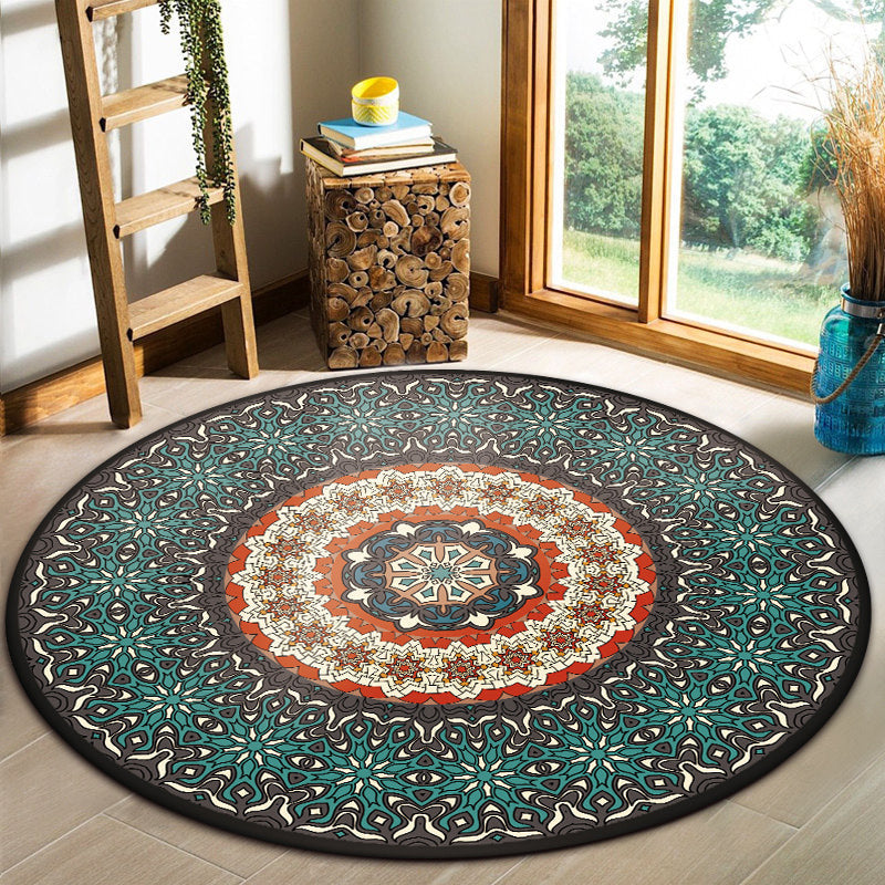 Avtoit | Oriental Moroccan rug in blue floral pattern rug polyester pet-friendly rug for home decor
