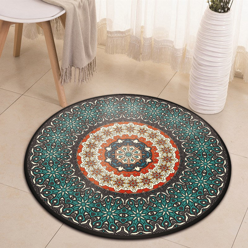 Avtoit | Oriental Moroccan rug in blue floral pattern rug polyester pet-friendly rug for home decor