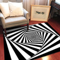 Avtoit | Novelty Living Room Rug in Black and White 3D Stripe Pattern Rug Polyester Non-Slip Machine Washable Rug