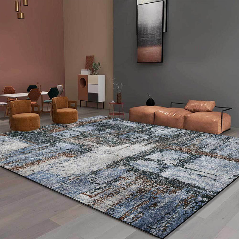 Avtoit | Whitewash Abstract Rug Grey Industrial Rug Polyester Washable Non-Slip Underlay Rug for Living Room
