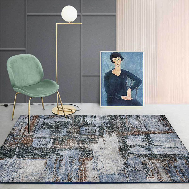 Avtoit | Whitewash Abstract Rug Grey Industrial Rug Polyester Washable Non-Slip Underlay Rug for Living Room