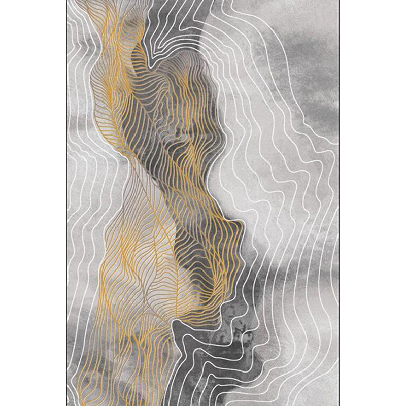 Avtoit | Gray Bedroom Rug Modern Abstract Swirl Pattern Rug Polyester Machine Washable Non-Slip Back Rug