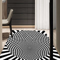 Avtoit | Black-and-white bedroom rug novelty 3D small check pattern carpet polyester non-slip pet-friendly rug