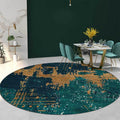 Avtoit | Green and Golden Industrial Area Rug Polyester Abstract Rug Washable Non-Slip Back Carpet for Living Room