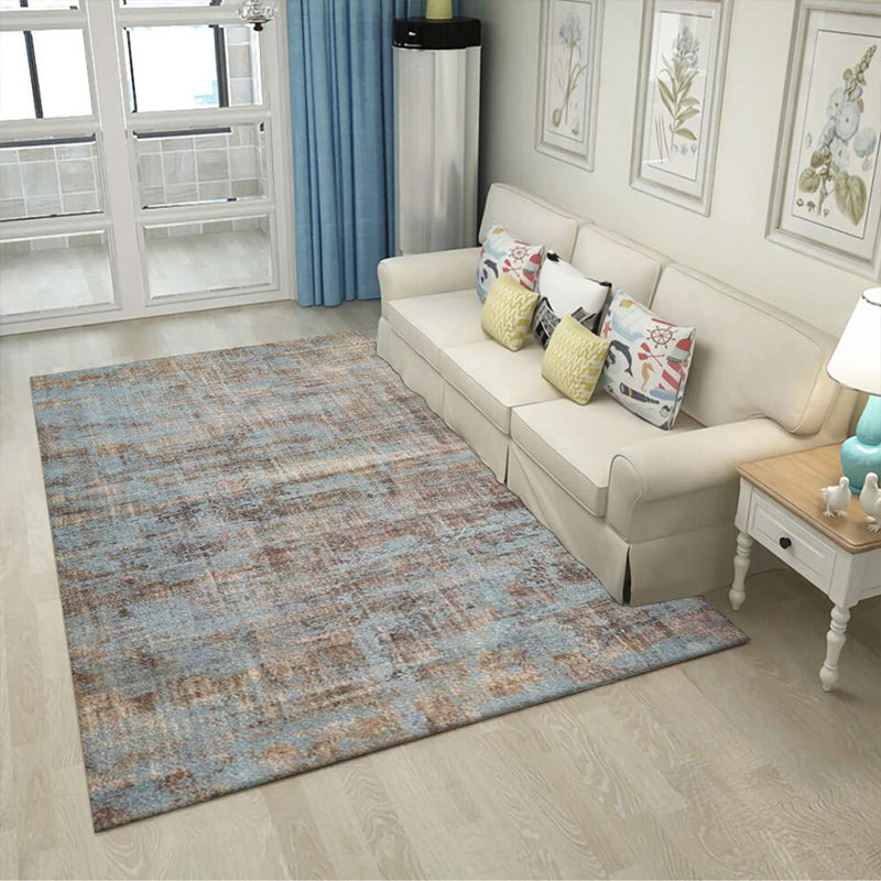 Avtoit | Brown and blue industrial rug polyester abstract rug washable non-slip backing rug for the living room