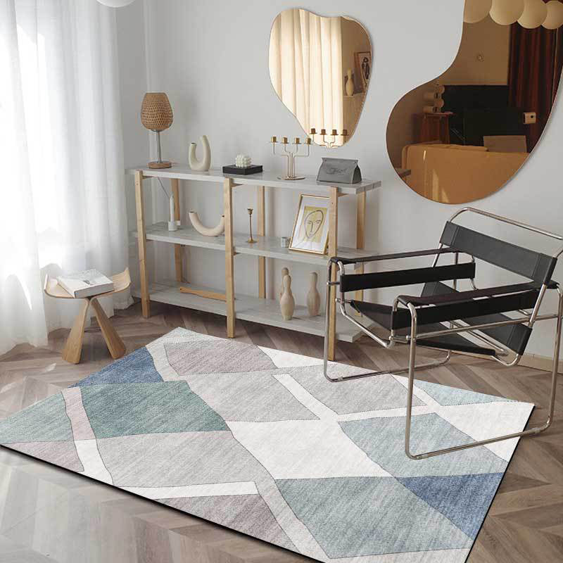 Avtoit | Resourceful Living Room Carpet in Ivory Diamond Print Carpet Polyester Machine Washable Anti-Slip Area Rug