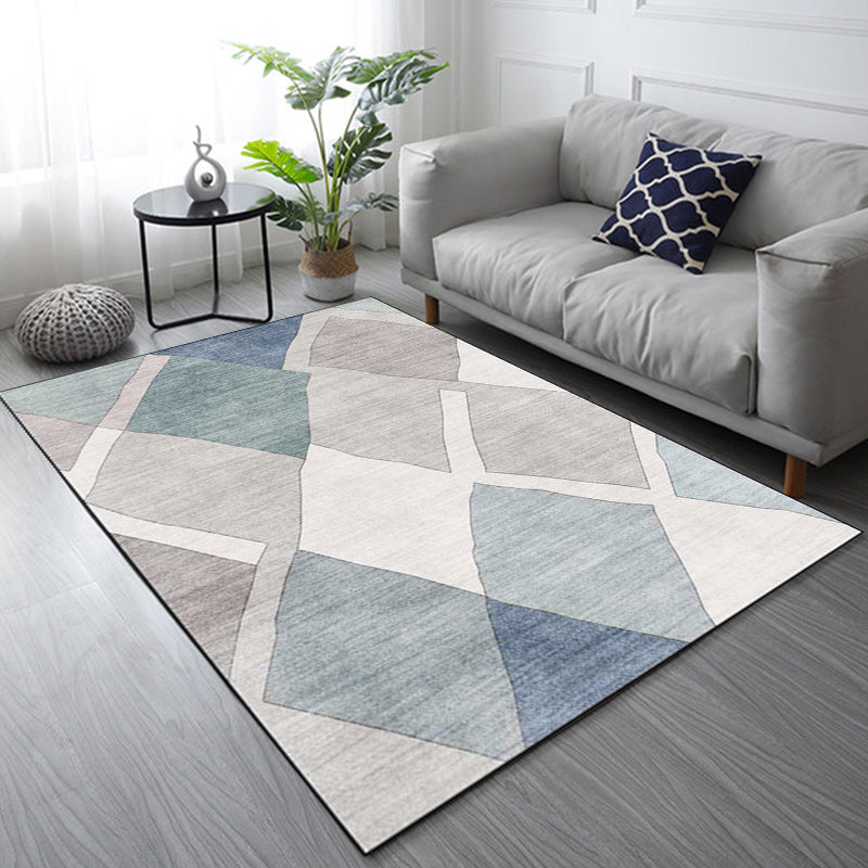 Avtoit | Resourceful Living Room Carpet in Ivory Diamond Print Carpet Polyester Machine Washable Anti-Slip Area Rug