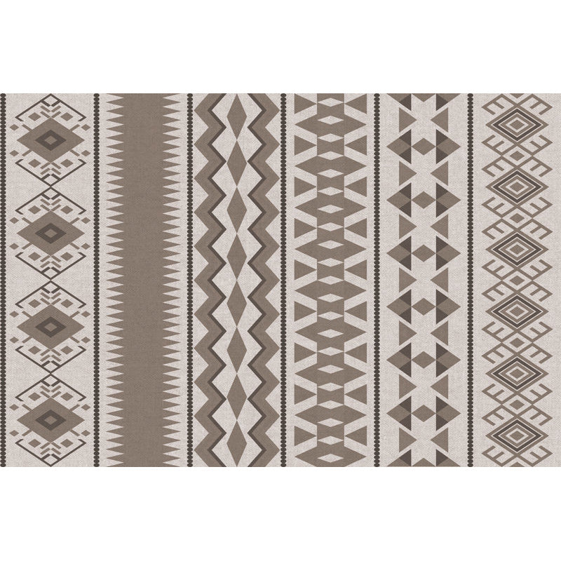 Avtoit | Southwestern Living Room Rug in Brown Diamond Triangle Print Rug Polyester Washable Area Rug