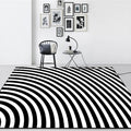 Avtoit | Black and White Bedroom Carpet Novelty 3D Half Arch Pattern Rug Polyester Non-slip Stain Resistant Carpet