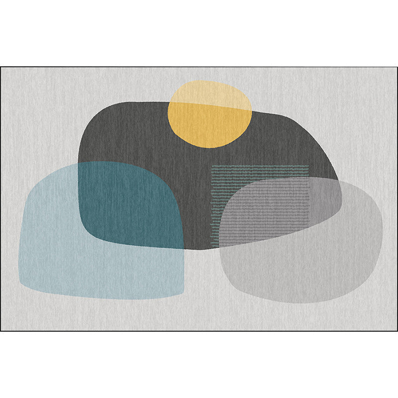 Avtoit | Gray Bedroom Carpet Novelty Color Block Irregular Shape Pattern Area Rug Polyester Anti-Slip Bottom Washable Rug