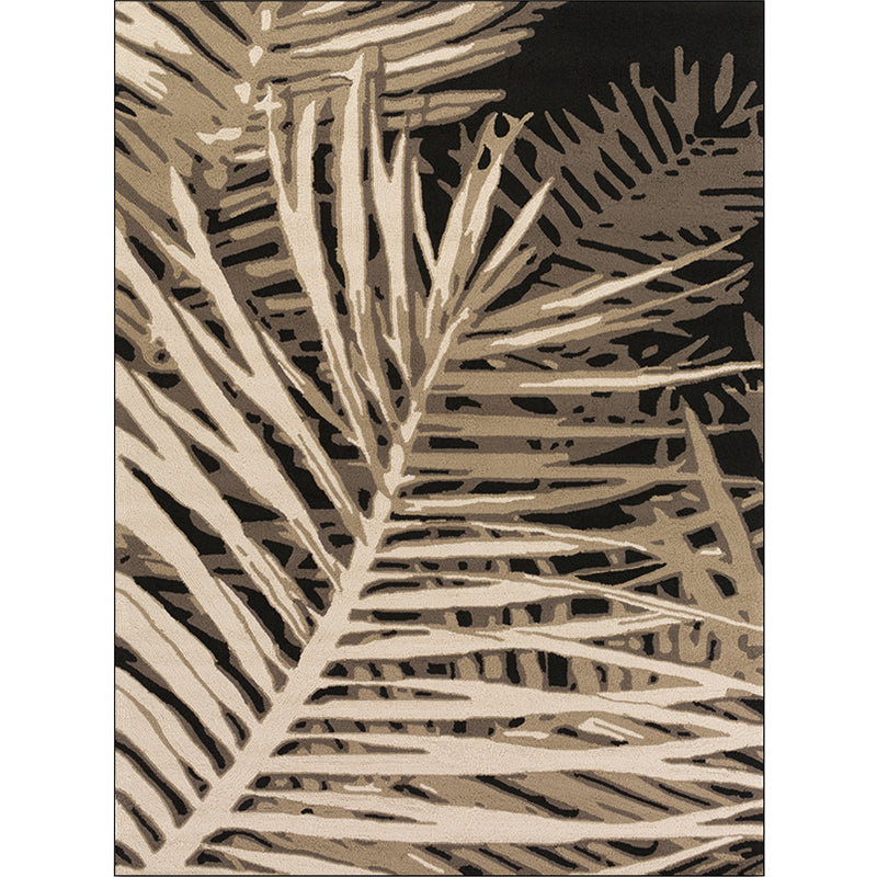 Avtoit | Unique Leaf Pattern Carpet Brown Tropical Carpet Polyester Washable Non-Slip Back Rug for Living Room