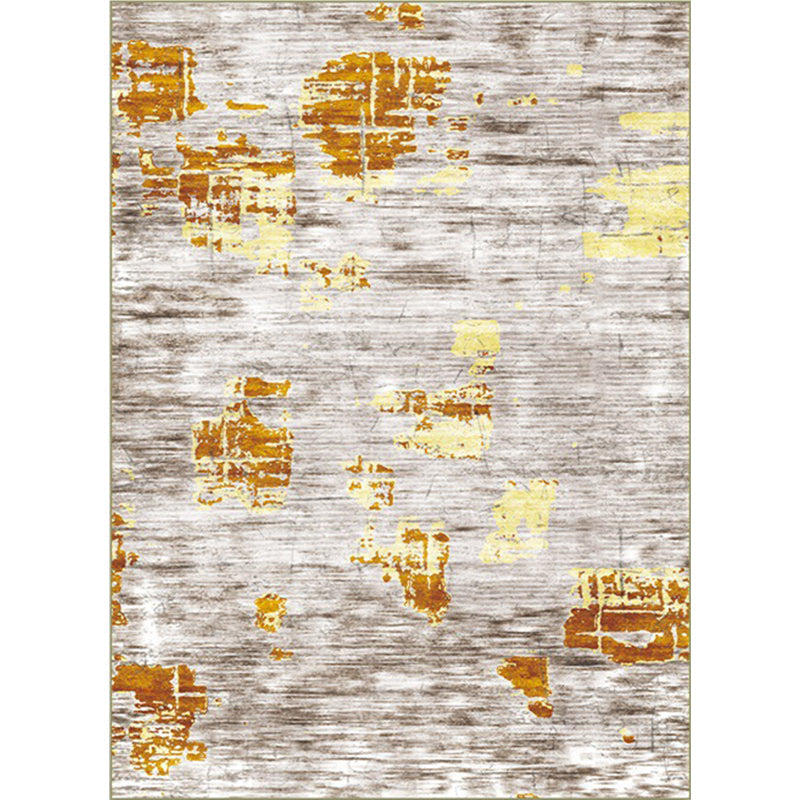 Avtoit | Industrial Space Dye Print Carpet Yellow and Gray Polyester Carpet Machine Washable Non-Slip Back Floor Mat for Bedroom