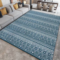 Avtoit | Southwestern Living Room Rug with Blue Stripe Triangle Print Rug Polyester Stain Resistant Area Rug