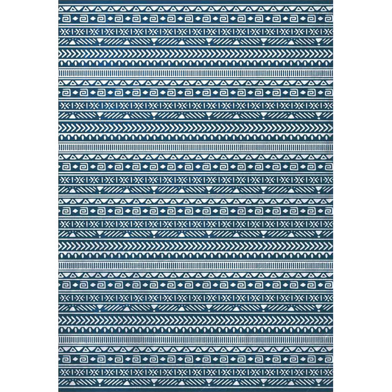 Avtoit | Southwestern Living Room Rug with Blue Stripe Triangle Print Rug Polyester Stain Resistant Area Rug