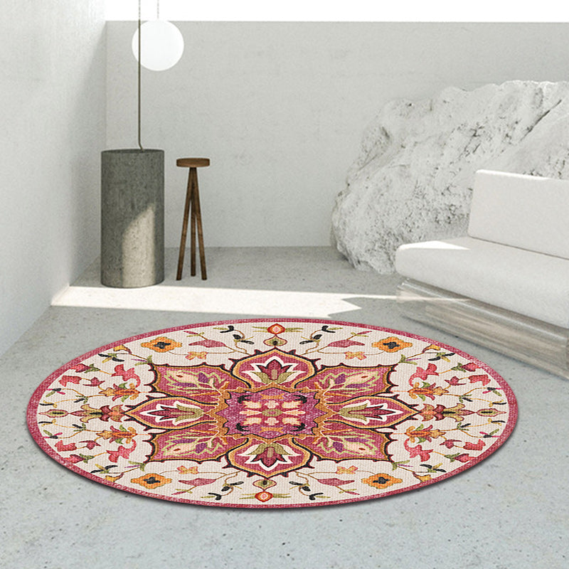 Avtoit | Oriental Moroccan Carpet in Ivory Flower Petal Pattern Carpet Polyester Non-Slip Back Carpet for Home Decor