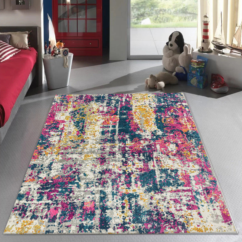 Avtoit | Stylish Abstract Carpet Multicolor Industrial Carpet Polyester Washable Non-Slip Back Rug for Living Room