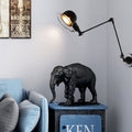 Avtoit | Black/White Swing Arm Wall Light with Bowl Shade Industrial Metal 1 Head Hallway Wall Lamp