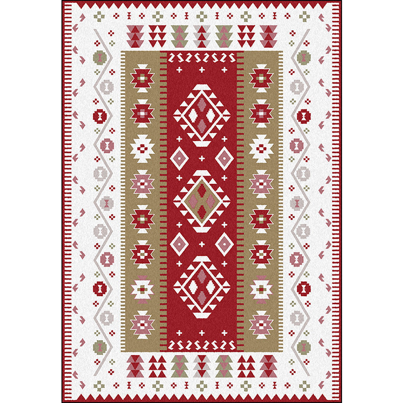 Avtoit | Base Southwest Carpet in Red and White Diamond Wave Pattern Carpet Polyester Pet-Friendly Carpet for Home Decor