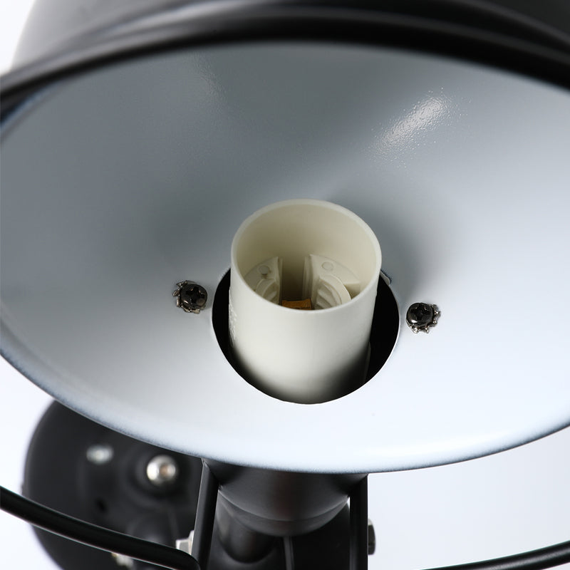 Avtoit | Black/White Swing Arm Wall Light with Bowl Shade Industrial Metal 1 Head Hallway Wall Lamp