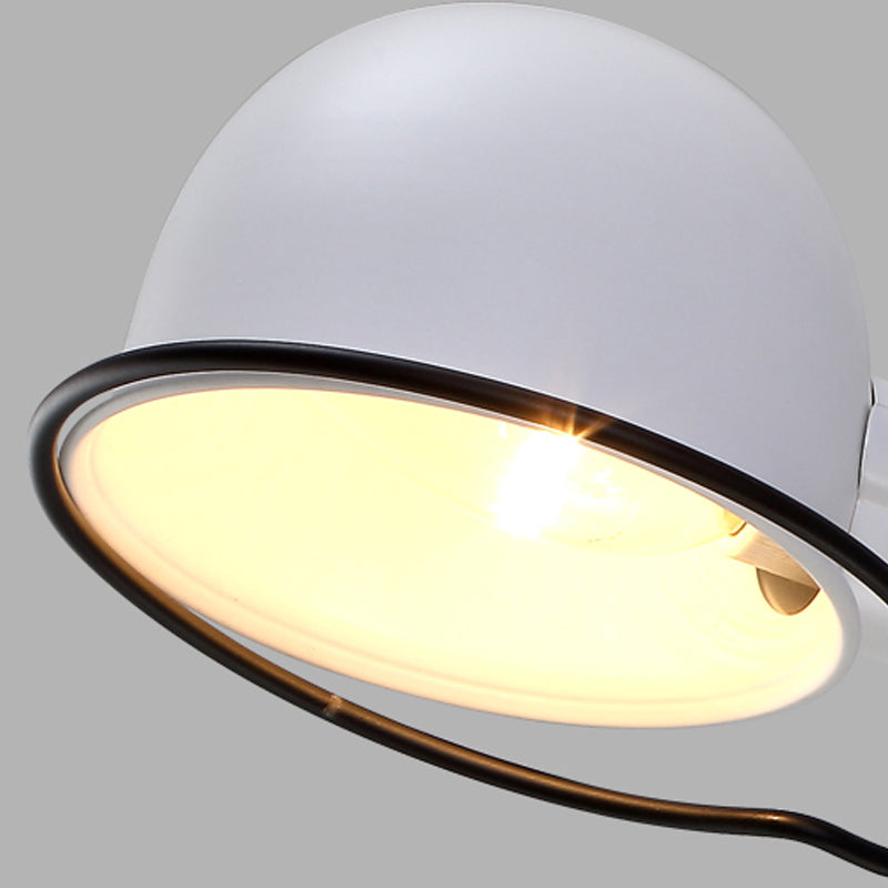 Avtoit | Black/White Swing Arm Wall Light with Bowl Shade Industrial Metal 1 Head Hallway Wall Lamp