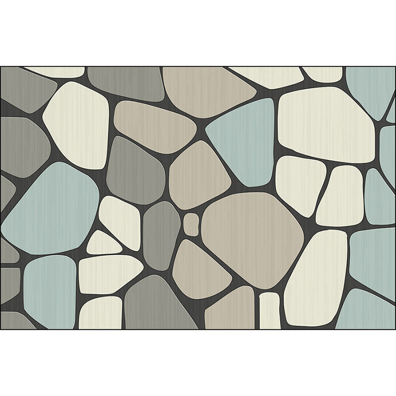 Avtoit | Novelty Living Room Carpet in Gray Stone Irregular Shape Print Carpet Polyester Non-slip Back Stain-resistant Carpet