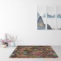 Avtoit | Moroccan Living Room Carpet with Brown Flower Diamond Print Carpet Polyester Non-slip Back Stain-resistant Carpet