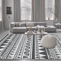 Avtoit | Gray and Black Bedroom Rug Southwest Stripes Dots Triangle Pattern Area Rug Polyester Non-Slip Back Rug