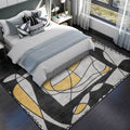 Avtoit | Novelty Living Room Rug in Gray Colorblock Line Print Rug Polyester Machine Washable Area Rug
