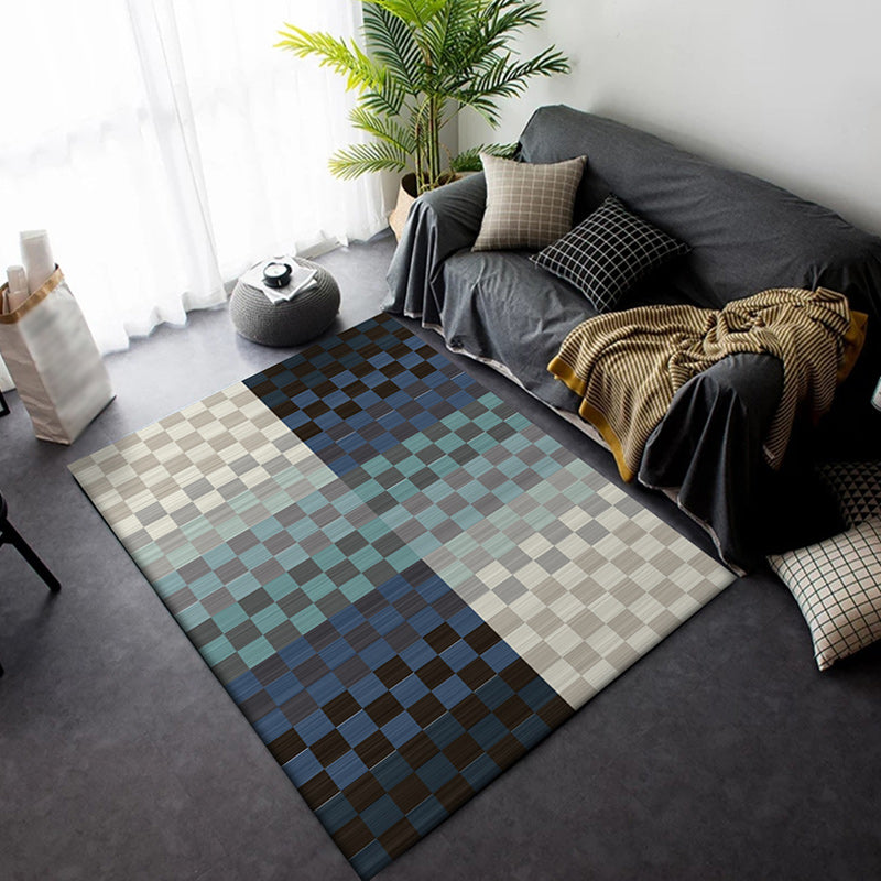 Avtoit | Novelty Living Room Rug Colorful Small Checked Color Block Print Rug Polyester Washable Stain Resistant Area Rug