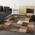 Avtoit | Novelty living room rug in brown color block rectangle print rug polyester pet-friendly machine washable rug