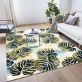 Avtoit | Modern Leaf Pattern Rug with Leaf Yellow and Green Polyester Rug Machine Washable Non-Slip Rug for Bedroom