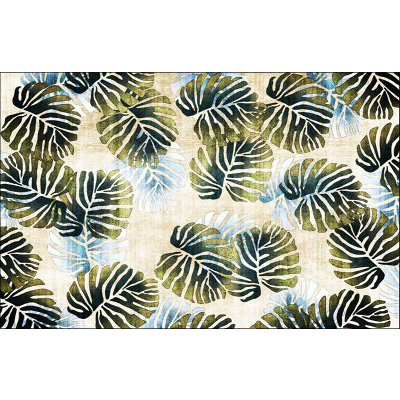 Avtoit | Modern Leaf Pattern Rug with Leaf Yellow and Green Polyester Rug Machine Washable Non-Slip Rug for Bedroom